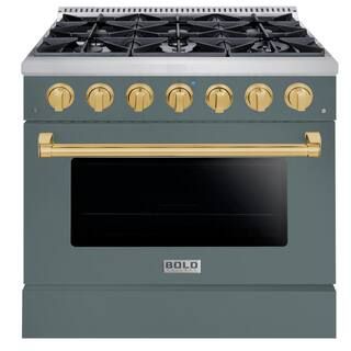 Hallman BOLD 36 in. 5.2 CF 6-Sealed Burners Freestanding Range with NG Gas Stove and Gas Oven, GR... | The Home Depot