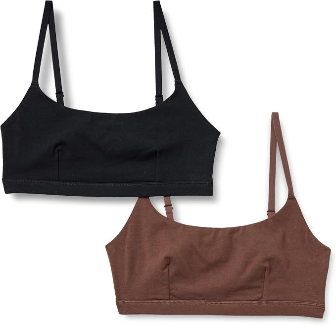 Amazon Essentials Women's Cotton Jersey Scoop Bralette, Pack of 2 | Amazon (US)