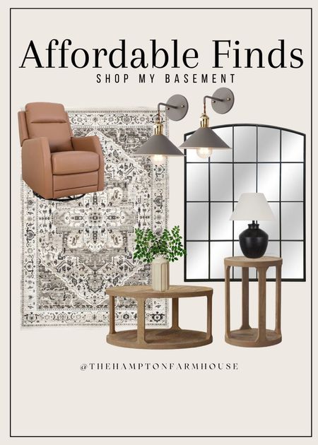 Shop my affordable finds for our basement renovation. Modern farmhouse, neutral home, home decor, area rug, end table, coffee table, mirror, rocking chair  

#LTKfamily #LTKhome #LTKstyletip