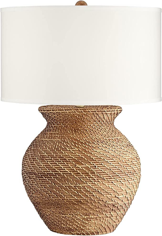 Amazon.com: Pacific Coast Lighting Tinley 30" Jar Resin Table Lamp in Brown Weave : Tools & Home ... | Amazon (US)