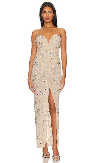 Tonia Embellished Maxi Dress in Neutral | Revolve Clothing (Global)