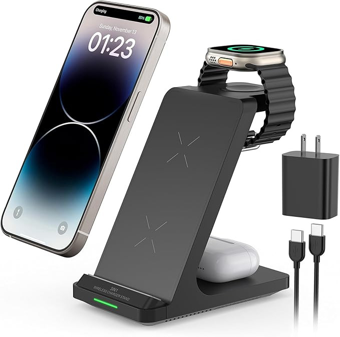 Wireless Charging Station, 3 in 1 Fast Wireless Charger Stand for Multiple Devices Apple Watch Ul... | Amazon (US)
