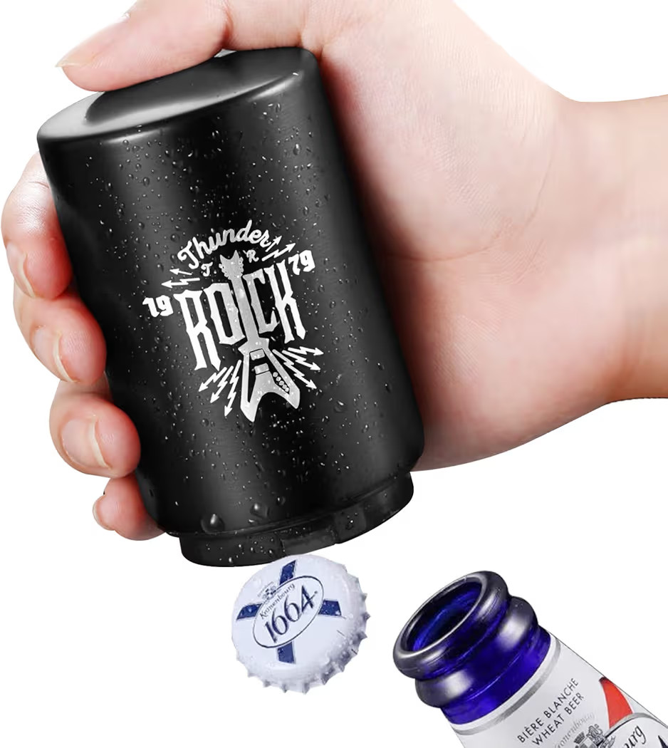 Automatic Beer Bottle Opener with Magnetic Cap Catcher, Stainless Steel One-Handed Lid Opening Sp... | Amazon (US)