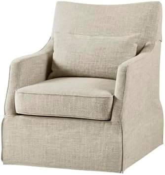 Martha Stewart London Swivel Chair - Solid Wood & Plywood, Skirted Metal Base Accent Armchair, Lu... | Amazon (US)