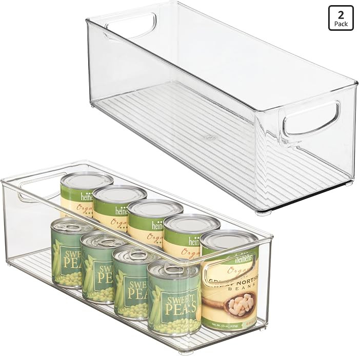 iDesign Plastic Stackable Pantry Bin for Kitchen Cabinets or Fridge, Set of 2, Clear, Made in USA | Amazon (US)