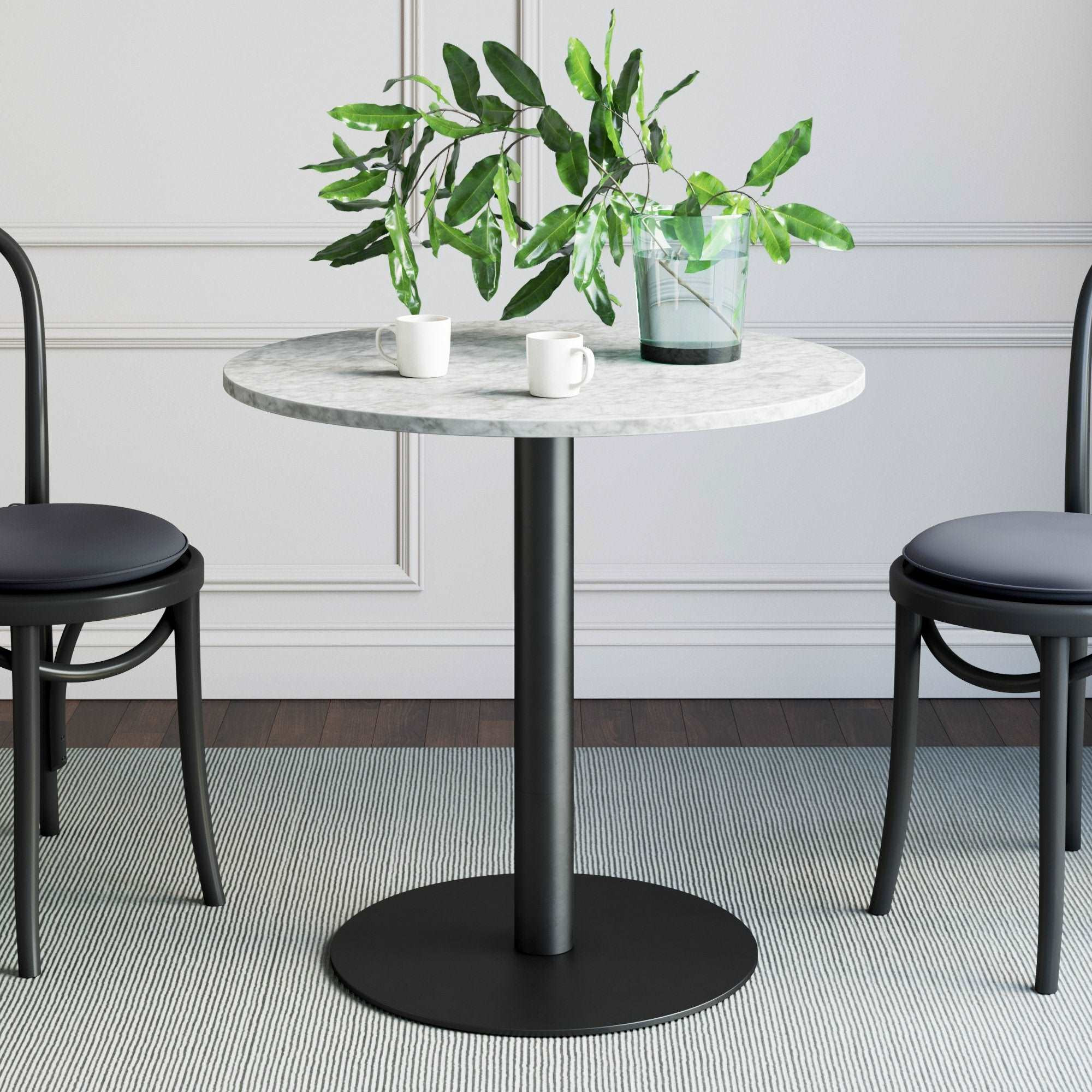 Faux Marble & Metal Bistro Dining Table Black | Nathan James