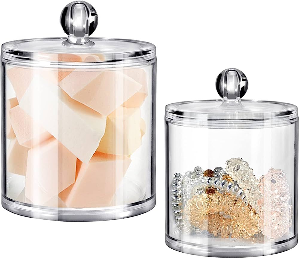 Bathroom Vanity Storage Organizer Canister Holder Apothecary Jars Set for Qtips,Cotton Balls,Swab... | Amazon (US)