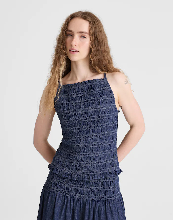 Denim Smocked Tank | Madewell