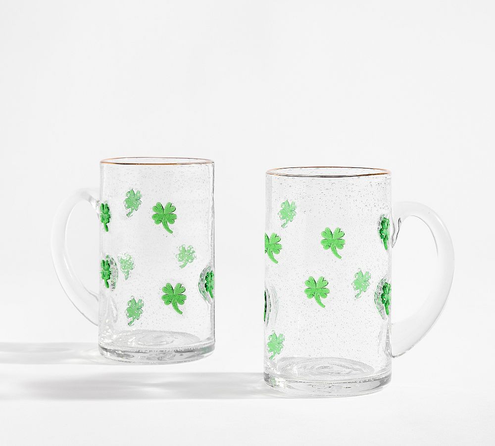 Four Leaf Clover Icon Beer Glasses - Set of 2 | Pottery Barn (US)