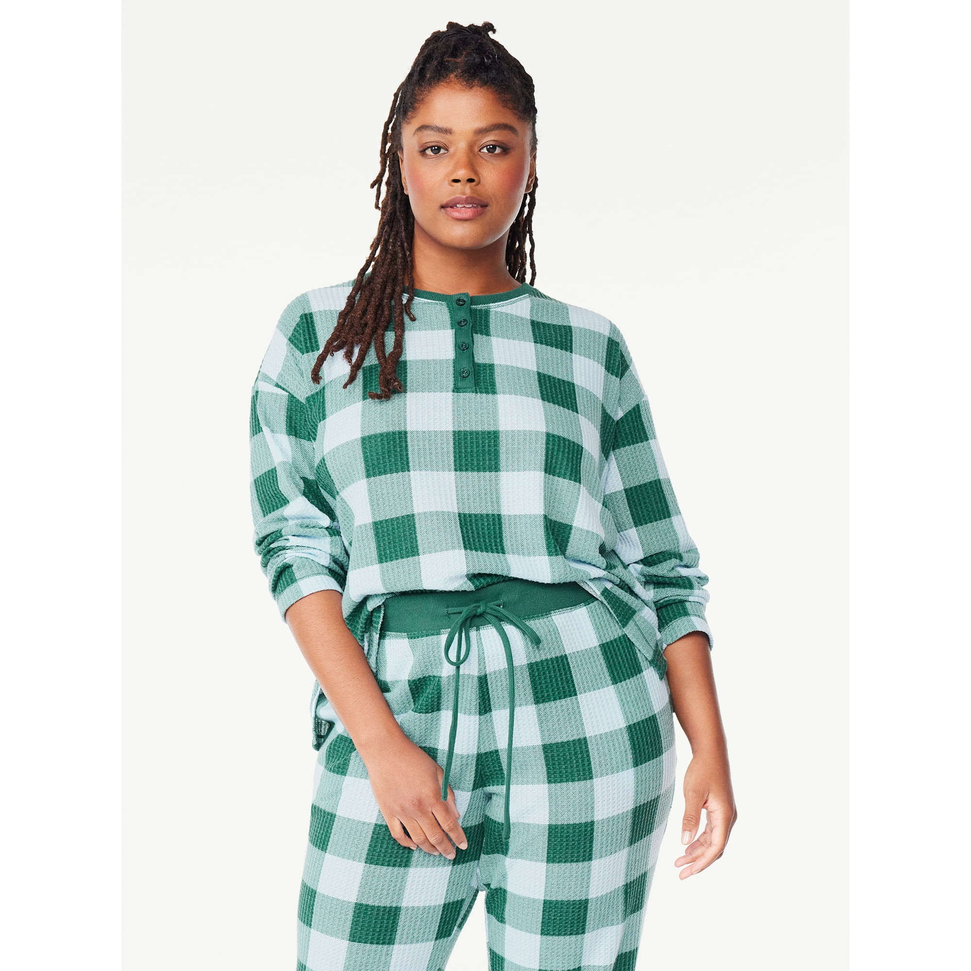 Joyspun Women's Hacci Long Sleeve Henley Sleep Top, 1-piece, Sizes S to 3X | Walmart (US)