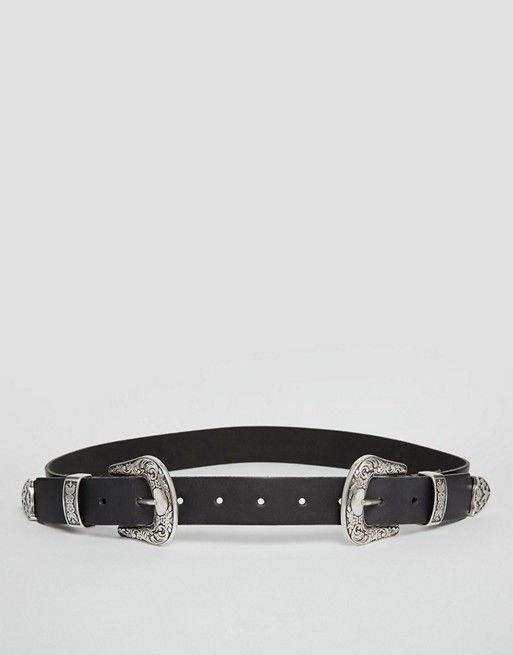 ASOS Leather Double Buckle Western Waist And Hip Belt at asos.com | ASOS US