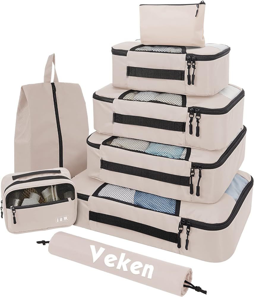 Veken 8 Set Packing Cubes for Suitcases, Travel Bag Organizers for Carry on Luggage, Suitcase Organi | Amazon (US)