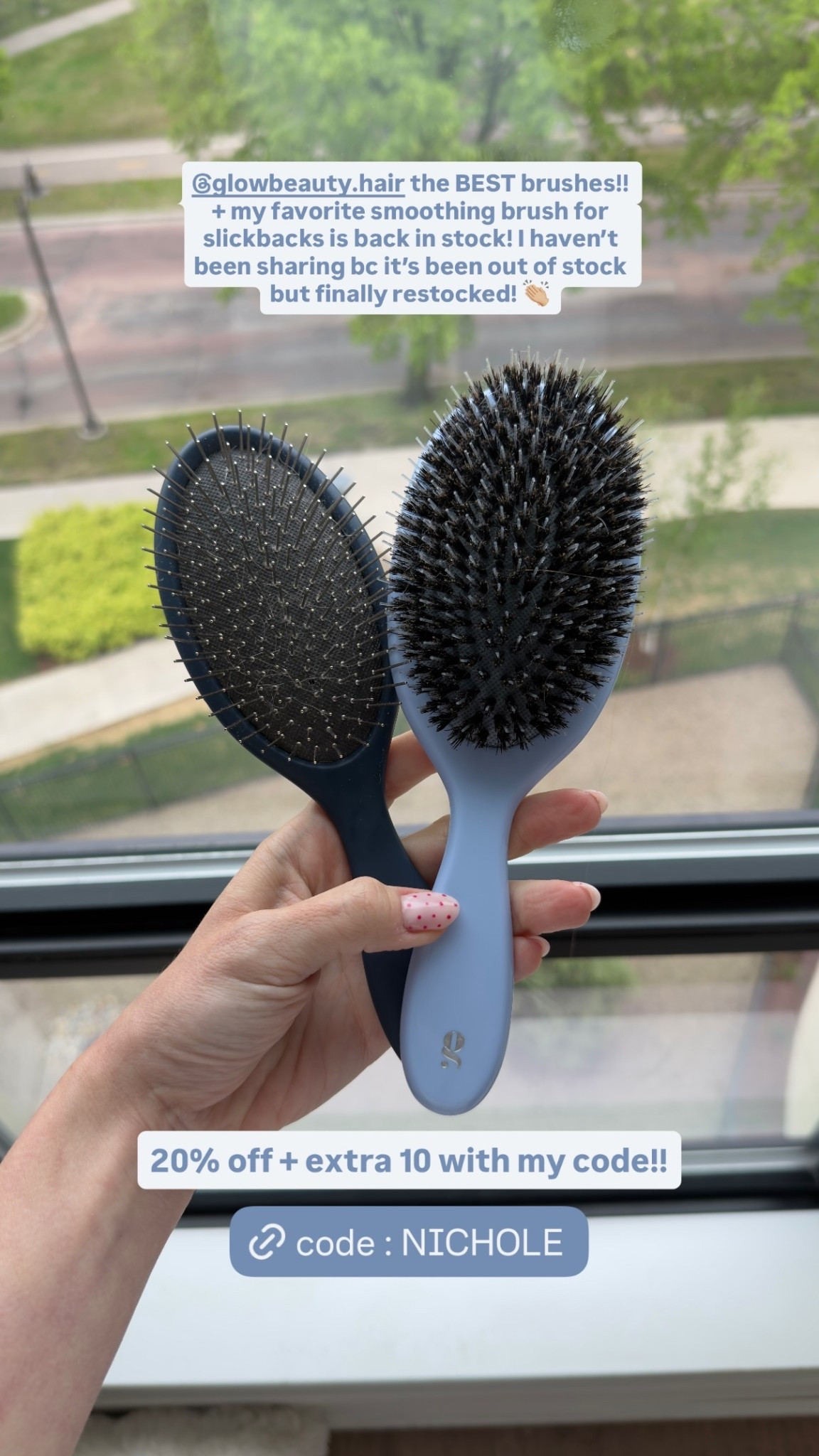 20% off + extra 10 with my code!! @glowbeauty.hair the BEST brushes!! + my favorite smoothing brush for slickbacks is back in stock! I haven’t been sharing bc it’s been out of stock but finally restocked! 👏🏼