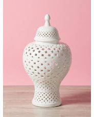 28in Pierced Ceramic Temple Jar With Lid | HomeGoods