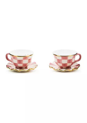 MacKenzie-Childs Rosy CheckÂ® Teacup Salt & Pepper Set, Salt & Pepper Shaker Set | Belk