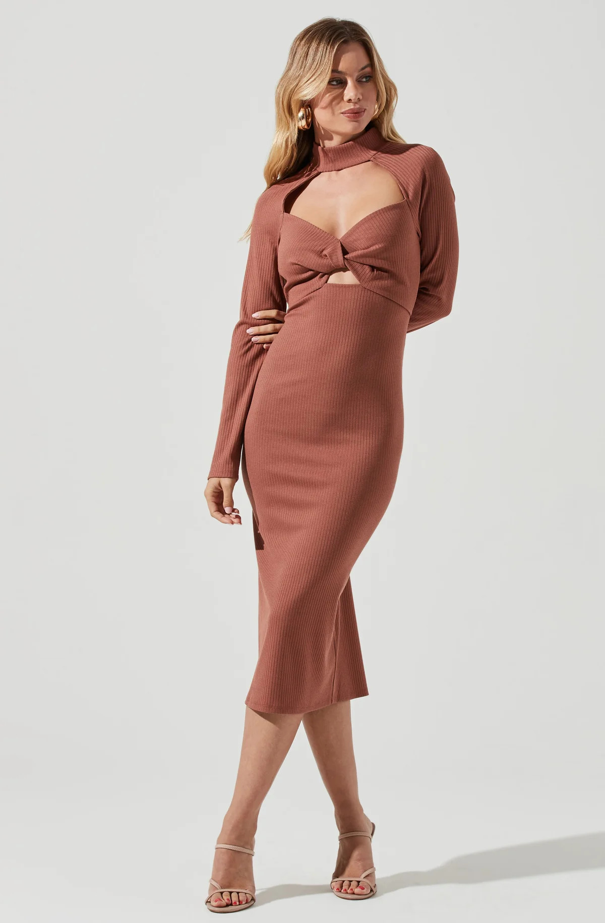 Long Sleeve Twist Bust Midi Dress | ASTR The Label (US)