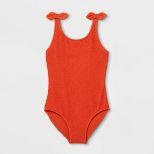 Girls' Pucker Textured and Pout One Piece Swimsuit - Cat & Jack™ Rust | Target