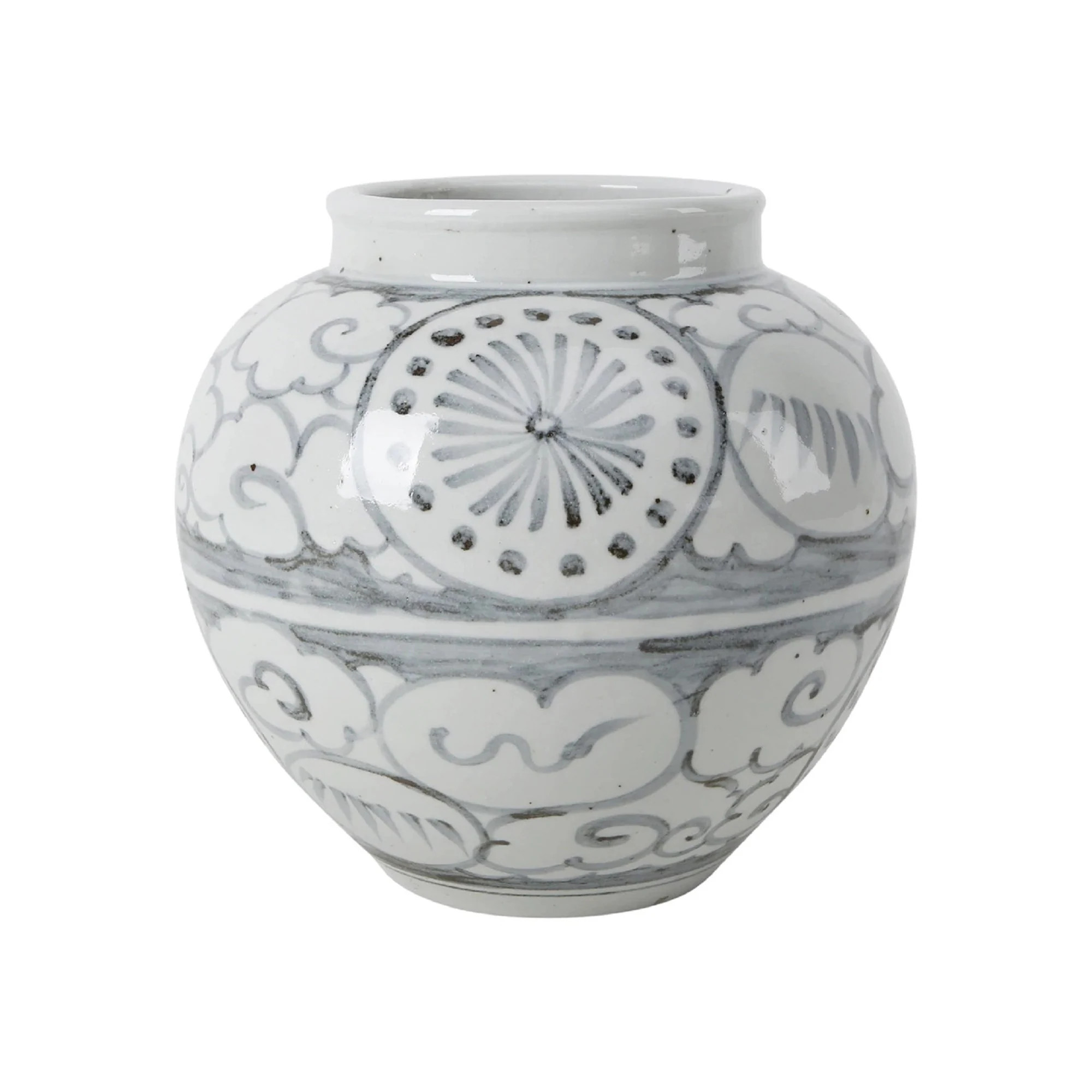 Artissance 10 in. Tall Off White Porcelain Ming Ming Vase with Lucky Cloud Motif | Overstock