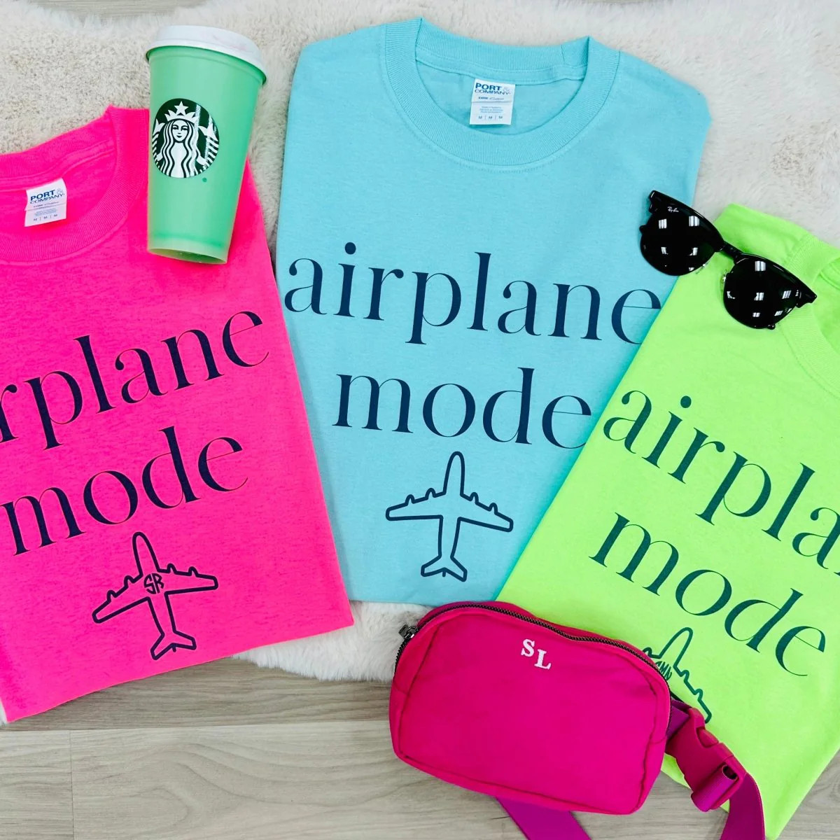 Monogrammed 'Airplane Mode' Basic T-Shirt | United Monograms