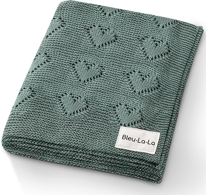 Heirloom Knit Heart Receiving Blanket for Boys and Girls - 100% Luxury Cotton Baby Blanket - Soft... | Amazon (US)