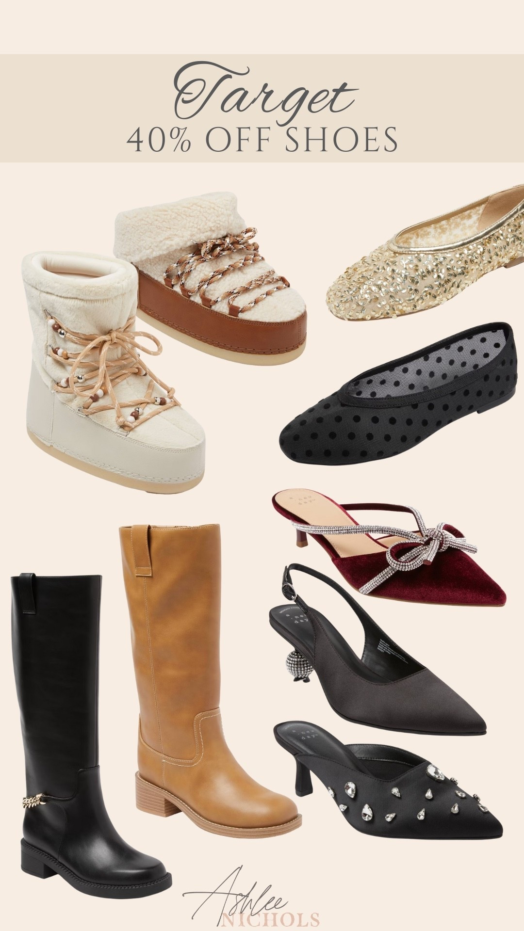 40% off shoes today at Target!

Cold weather boots, snow boots, riding boots,
Holiday heels

#LTKSaleAlert #LTKSeasonal #LTKHoliday