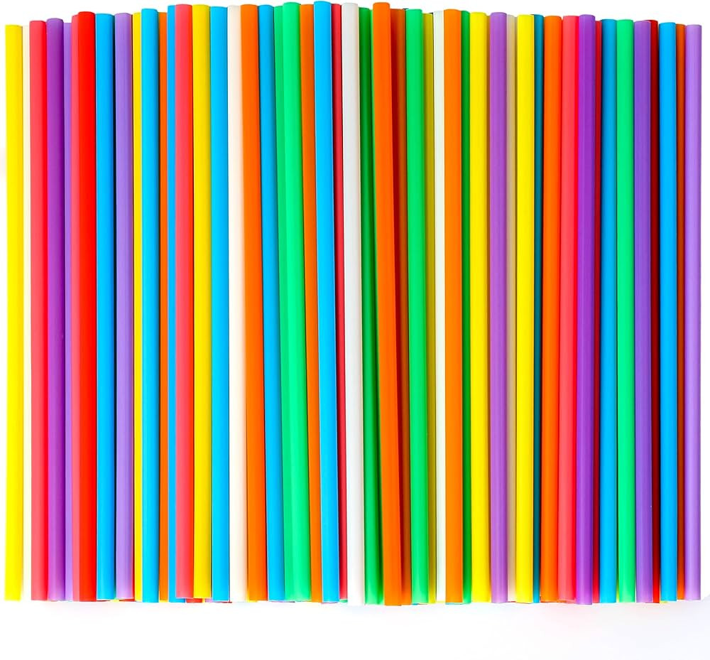 500 Pcs Colorful Disposable Drinking Plastic Straws.(0.23'' diameter and 8.26" long)-8 Colors | Amazon (US)