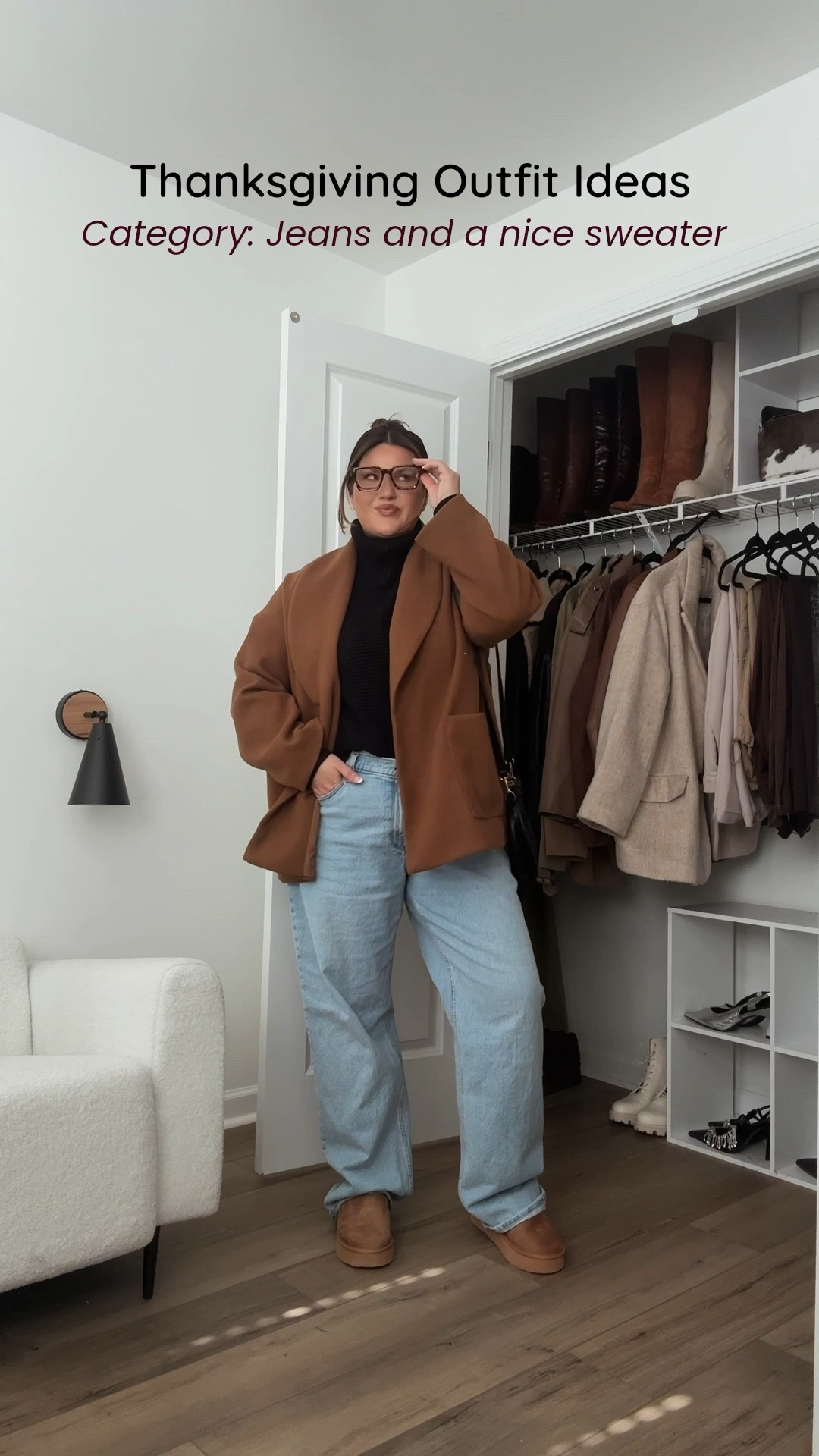 Thanksgiving outfits featuring sweaters and jeans ❤️

Outfit 1
Sweater: XL
Jeans: 34x32

Outfit 2
Sweater: XL (it’s longer, but I loosely tucked it)
Jacket: XL
Jeans: 33R

Outfit 3
Sweater: XL (it’s longer, but I tucked it)
Jacket: XL
Jeans: 33R

Outfit 4
Sweater: XL
Jeans: 34x32 (same pair from outfit 1)

Thanksgiving outfit, holiday outfit, elevated casual, neutral outfit#LTKStyleTip

#LTKMidsize #LTKHoliday