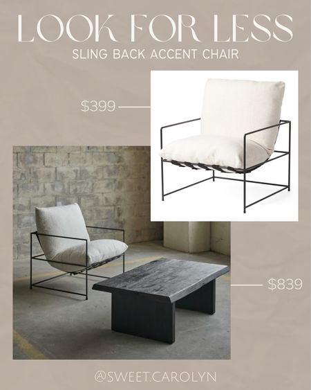 Look for less. Sling back accent chair. Furniture finds.

#LTKhome #LTKFind