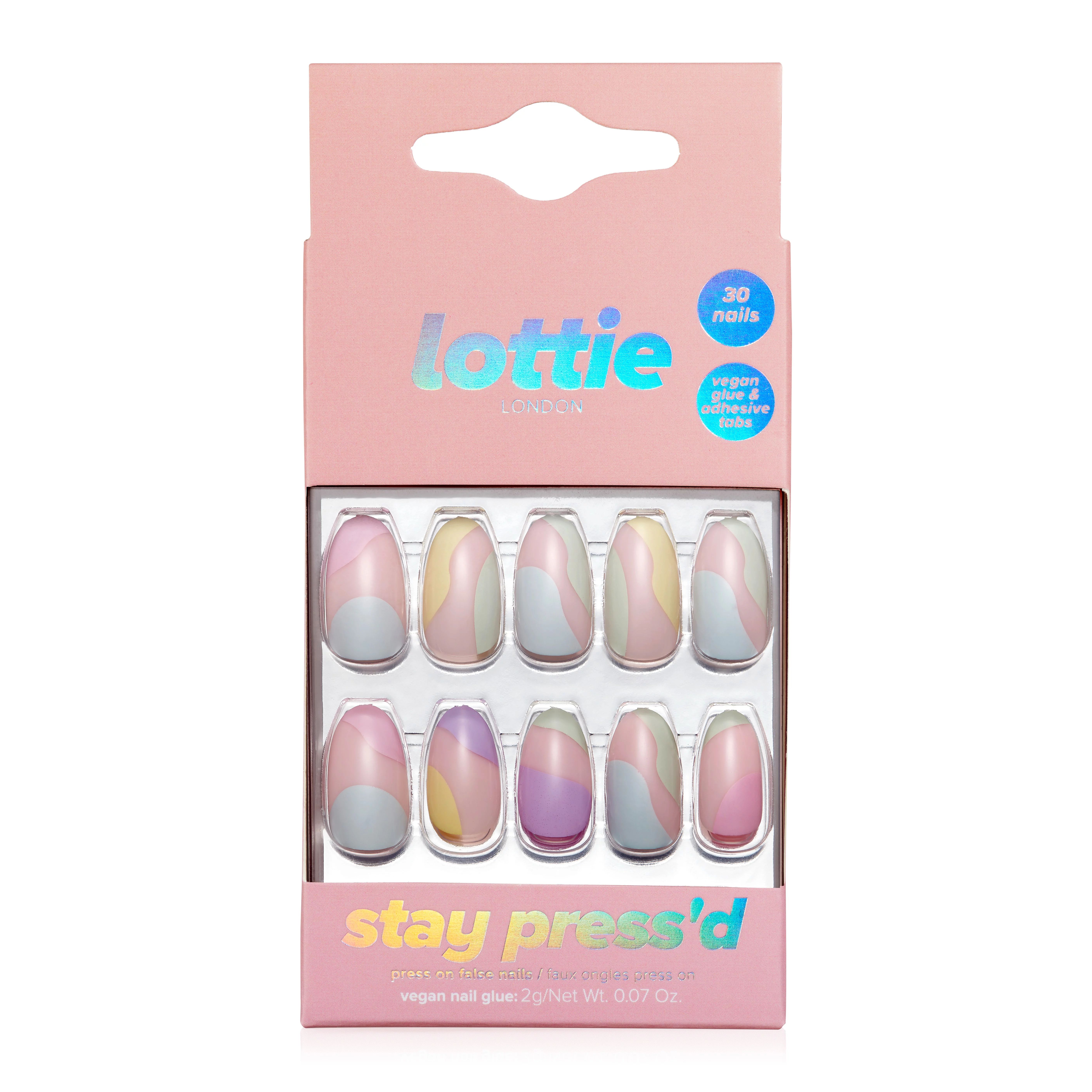 Lottie London Stay Press'd, Press On Nails Set, Pastel-Almond shape, Pastel Dreams, 30 nails | Walmart (US)