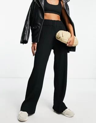 Y.A.S high waisted wide leg plisse trousers in black | ASOS (Global)
