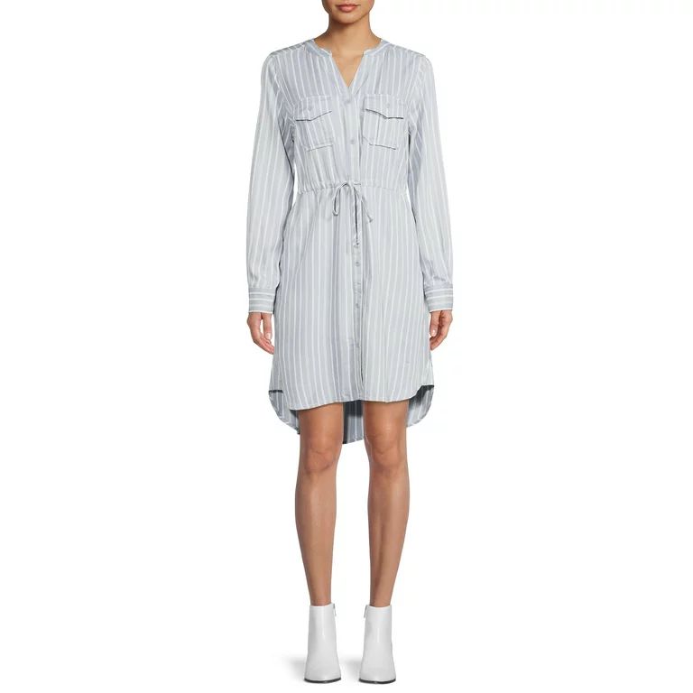Time & Tru Women's Long Sleeve Utility Shirt Dress - Walmart.com | Walmart (US)