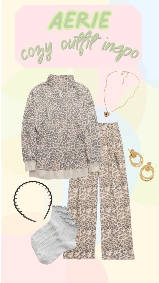 Aerie cozy outfit inspo for those chilly fall days. I’m loving the leopard print set paired with cozy socks and a few cute accessories.

#LTKSeasonal #LTKootd #LTKdayinmylife