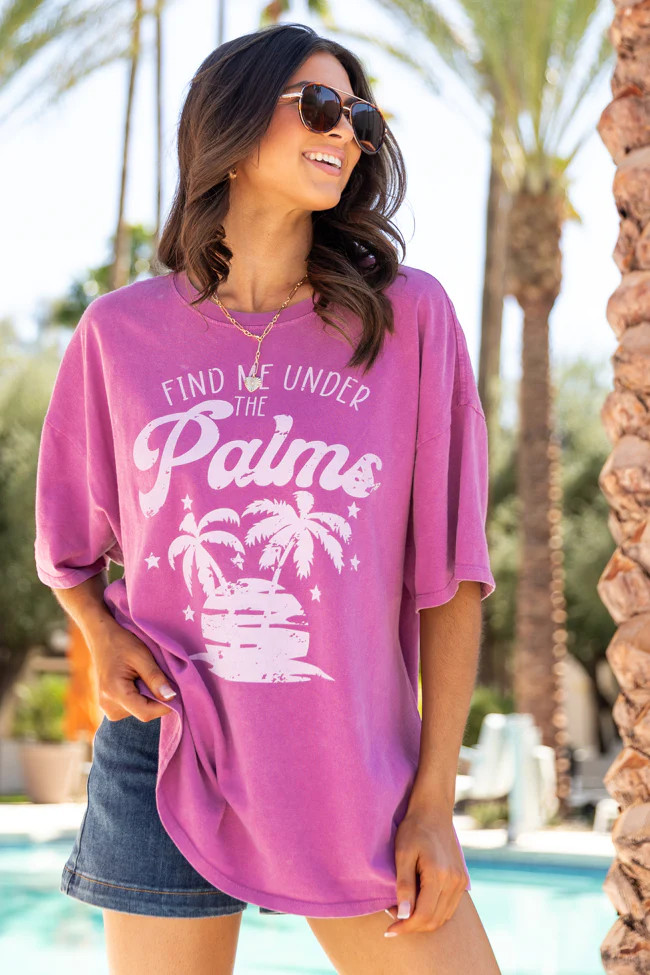 Find Me Under The Palms Purple Hyfve Oversized Graphic Tee | Pink Lily