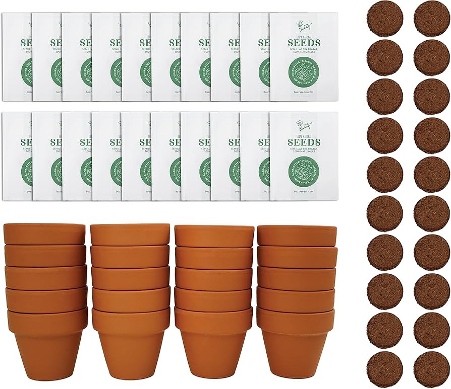 Buzzy Seeds Terracotta Mini Grow Pots | Herb, Plant, Flower Starter Kit for Kids & Adults | Assor... | Amazon (US)