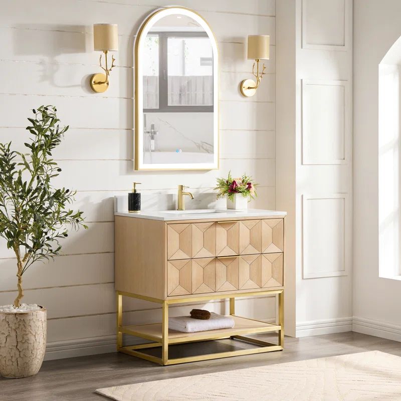Otho 36'' Free Standing Single Bathroom Vanity with Quartz Top | Wayfair North America