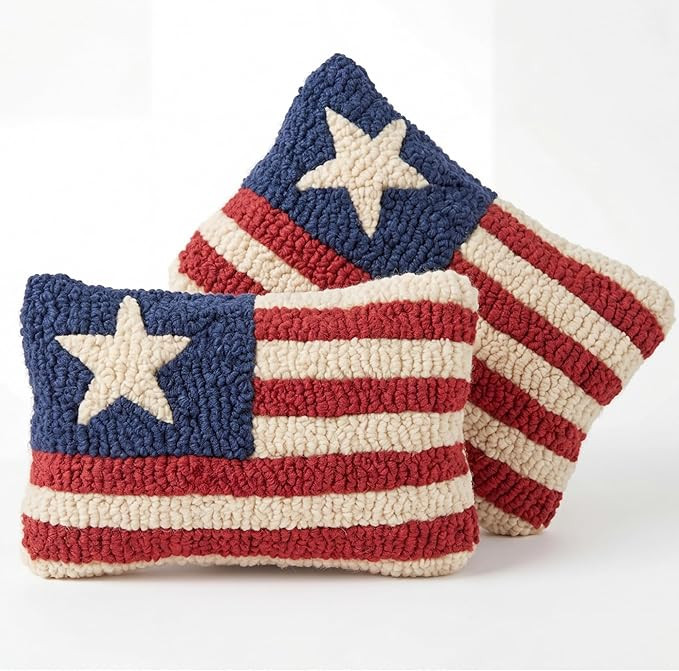 2 Pcs 4th of July Patriotic Pillows 8" x 12" Handicraft Red White Blue Flag Pillow American Flag ... | Amazon (US)