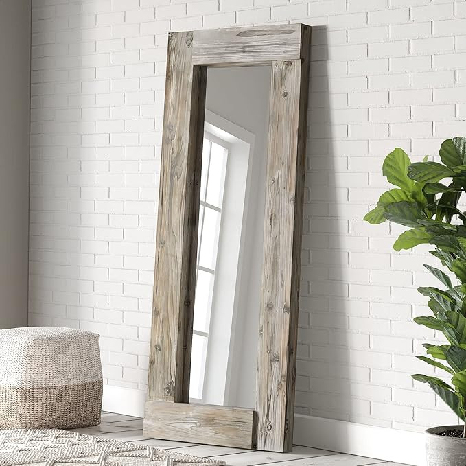 Barnyard Designs 24" x 58" Decorative Wall or Floor Mirror, Rustic Distressed Unfinished Wood Fra... | Amazon (US)
