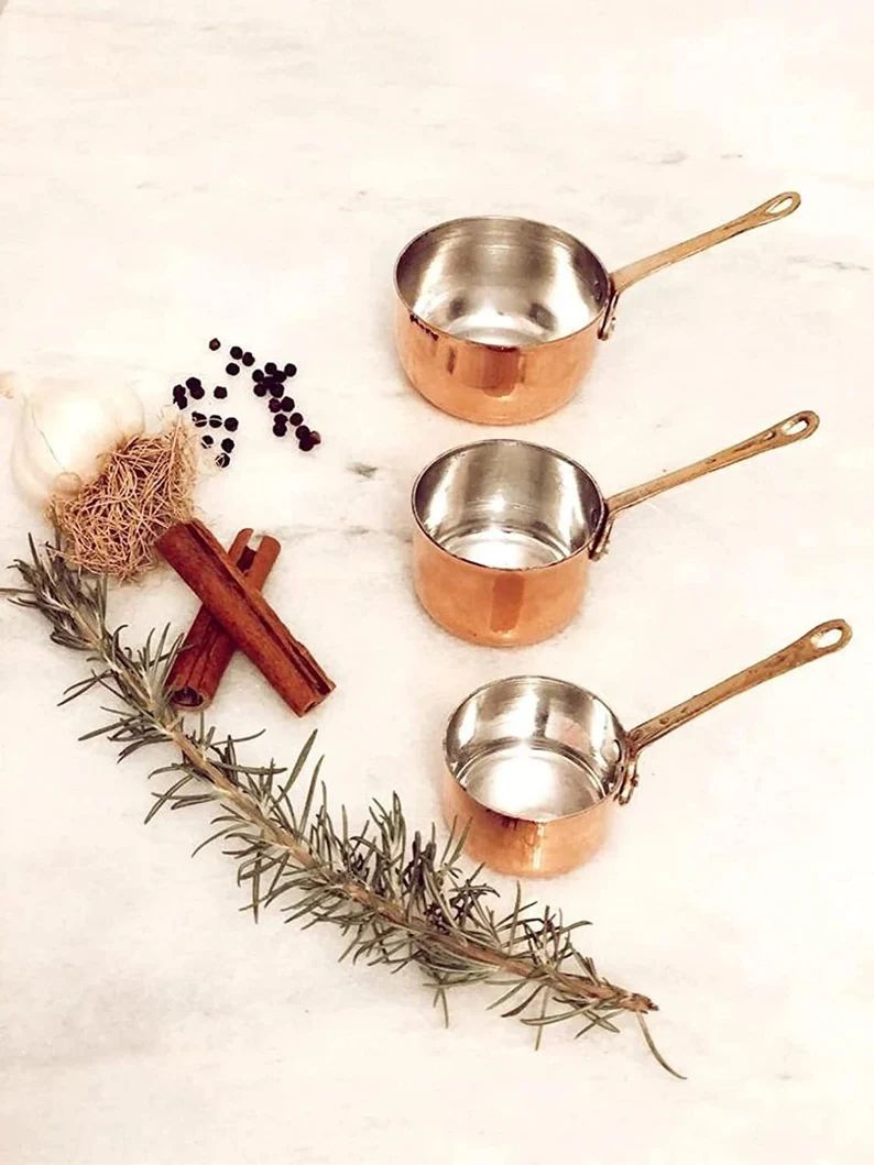 Copper Measuring Cups Set of 3, Mini Copper Pans, Handmade Copper Mini Sauce Pan - Etsy Canada | Etsy (CAD)
