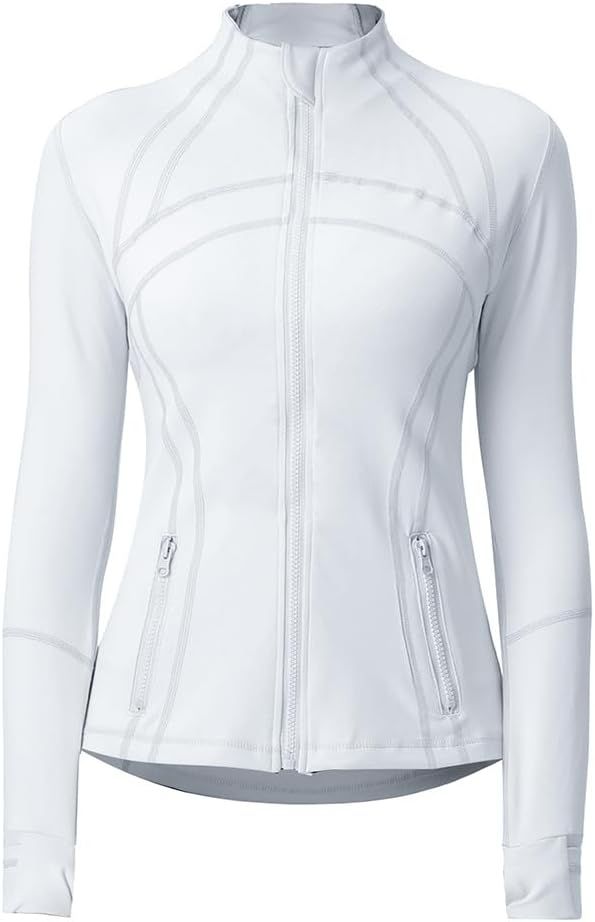 Women's Running Athletic Sports Workout Jacket with Pockets Slim Fit Full Zip | Amazon (US)
