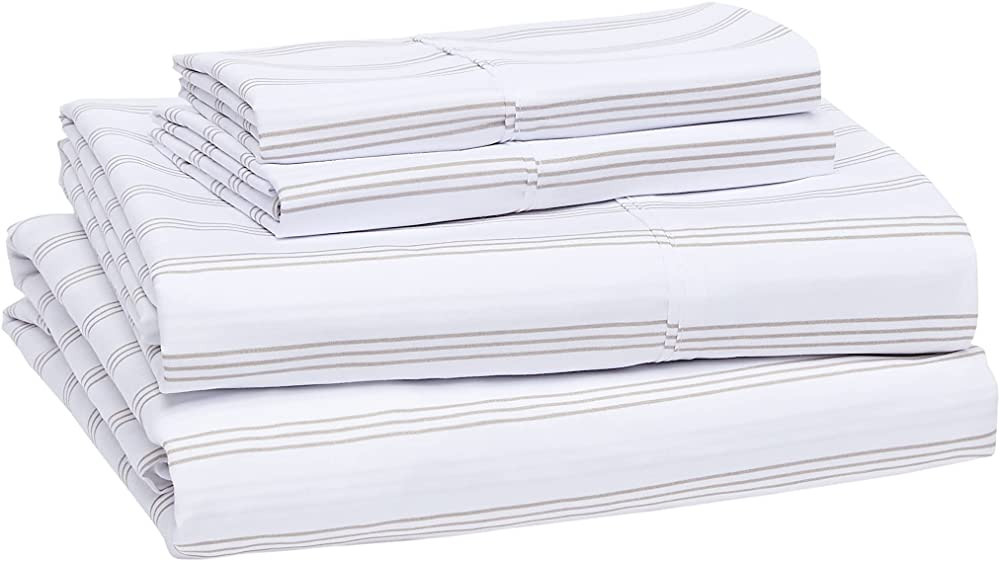 Amazon Basics Lightweight Super Soft Easy Care Microfiber Bed Sheet Set with 14" Deep Pockets - Q... | Amazon (US)