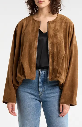 BLANKNYC Faux Suede Bubble Hem Jacket in Favorite Duo at Nordstrom Rack, Size Small | Nordstrom Rack