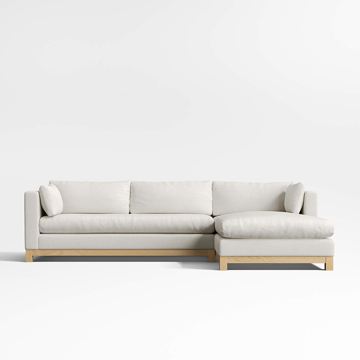 Pacific Wood Bench Seat 2-Piece Chaise Sectional Sofa + Reviews | Crate & Barrel | Crate & Barrel