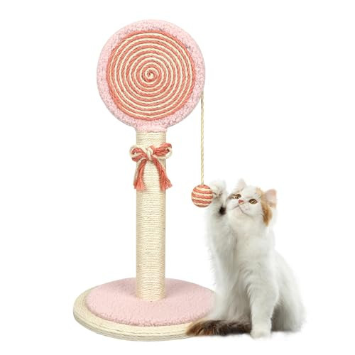 Cat Scratching Post for Indoor Cats Adults, Cute Lollipop Cat Scratcher with Sisal Rope, Large Cats Scratching Posts with Hanging Ball for Kittens and Medium Large Cats | Amazon (US)