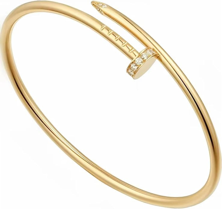 Nail Cuff Bracelet for Women & Men Elegant CZ-Studded Open Design, Stylish Gold Jewelry Gift for ... | Amazon (US)