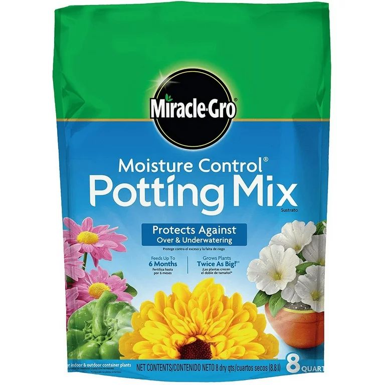 Miracle-Gro Moisture Control Potting Mix, Soil for Containers, 8 qt. | Walmart (US)