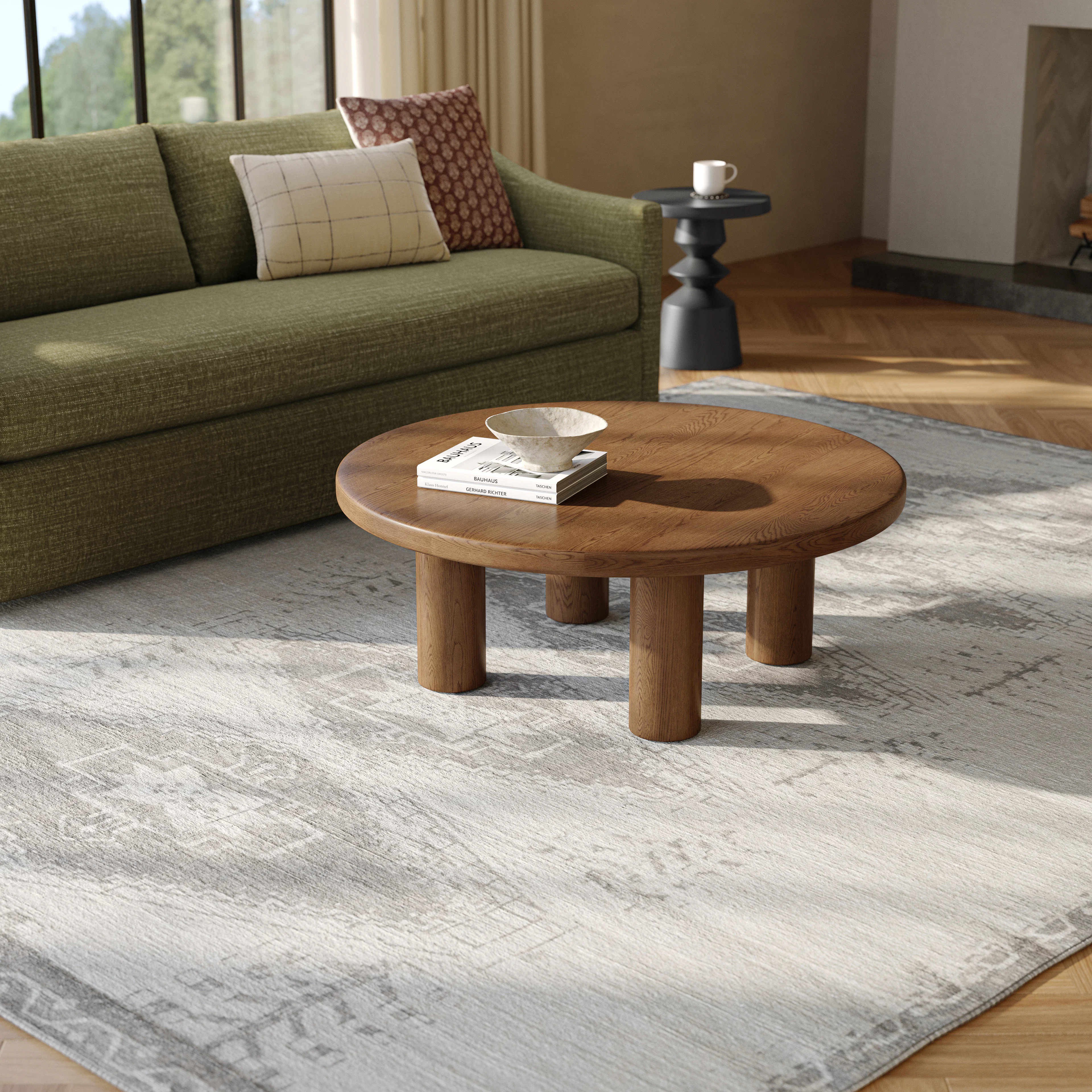 Adel 42" Round Coffee Table - Smoked Oak | Article