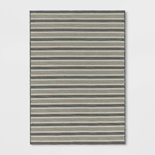 Powerloom Stripe Outdoor Rug Sage/Charcoal Gray - Threshold™ designed with Studio McGee | Target