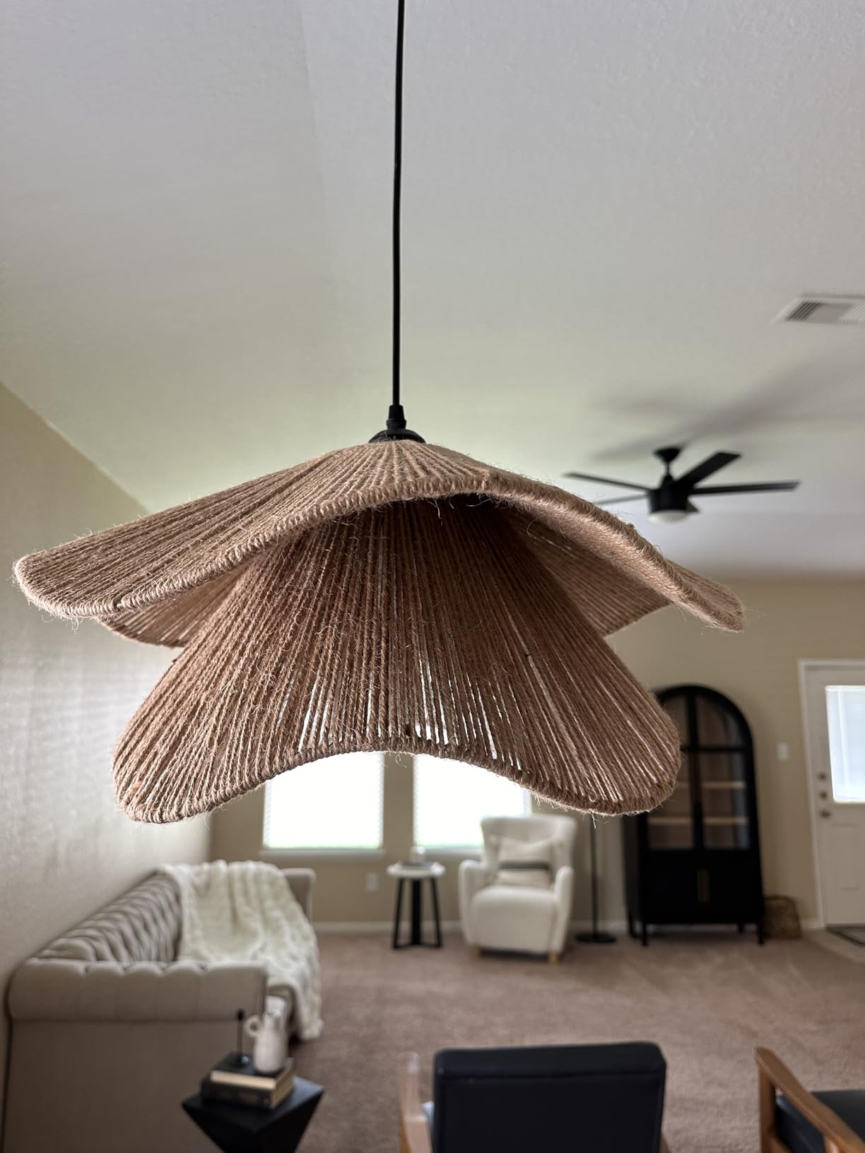 Arturesthome Rustic Pendant Light Fixture, Woven Jute Rope Lampshade Coastal Hanging Lighting, Ad... | Amazon (US)