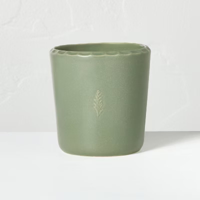 Ceramic Lemon and Cedar Jar Candle Olive Green 6oz - Hearth & Hand™ with Magnolia | Target