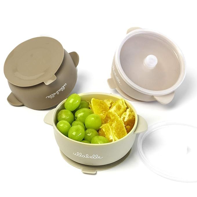 Ullabelle Silicone Baby Bowls with Lids | Toddler Food Storage Bowls (Beige, 3 Bowls) | Amazon (US)